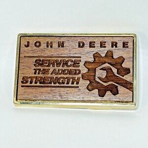 John‎ Deere Employee Service The Added Strength Wooden Belt Buckle 1985 Wood USA
